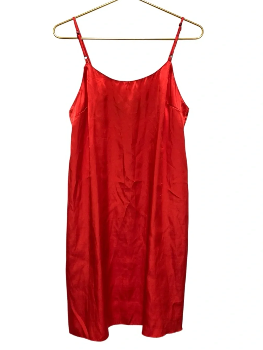 Vintage Shiny Red Satin Slip Dress Lingerie Nightie Nightgown Size M Sleepwear - Picture 1 of 7